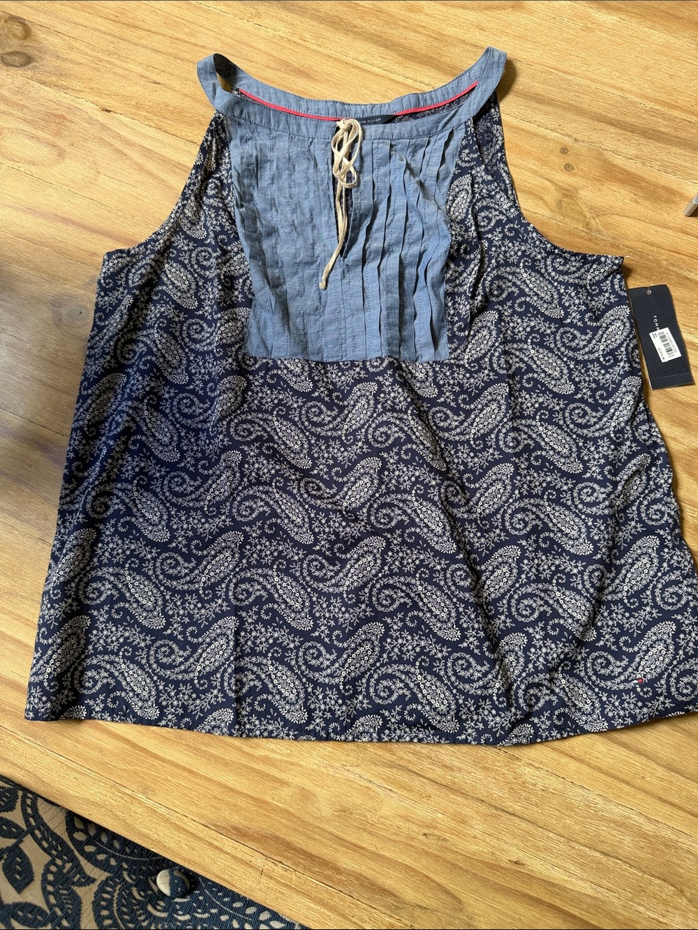 NWT Tommy Hilfiger Navy and Blue Paisley Tank Top